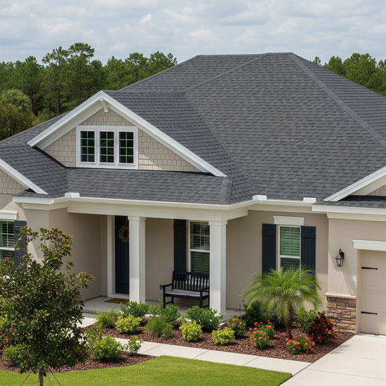 A dependable, professionally installed shingle roof on a home in Century, FL.