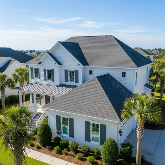 A luxury waterfront home in Destin, FL with a perfectly installed architectural roof.